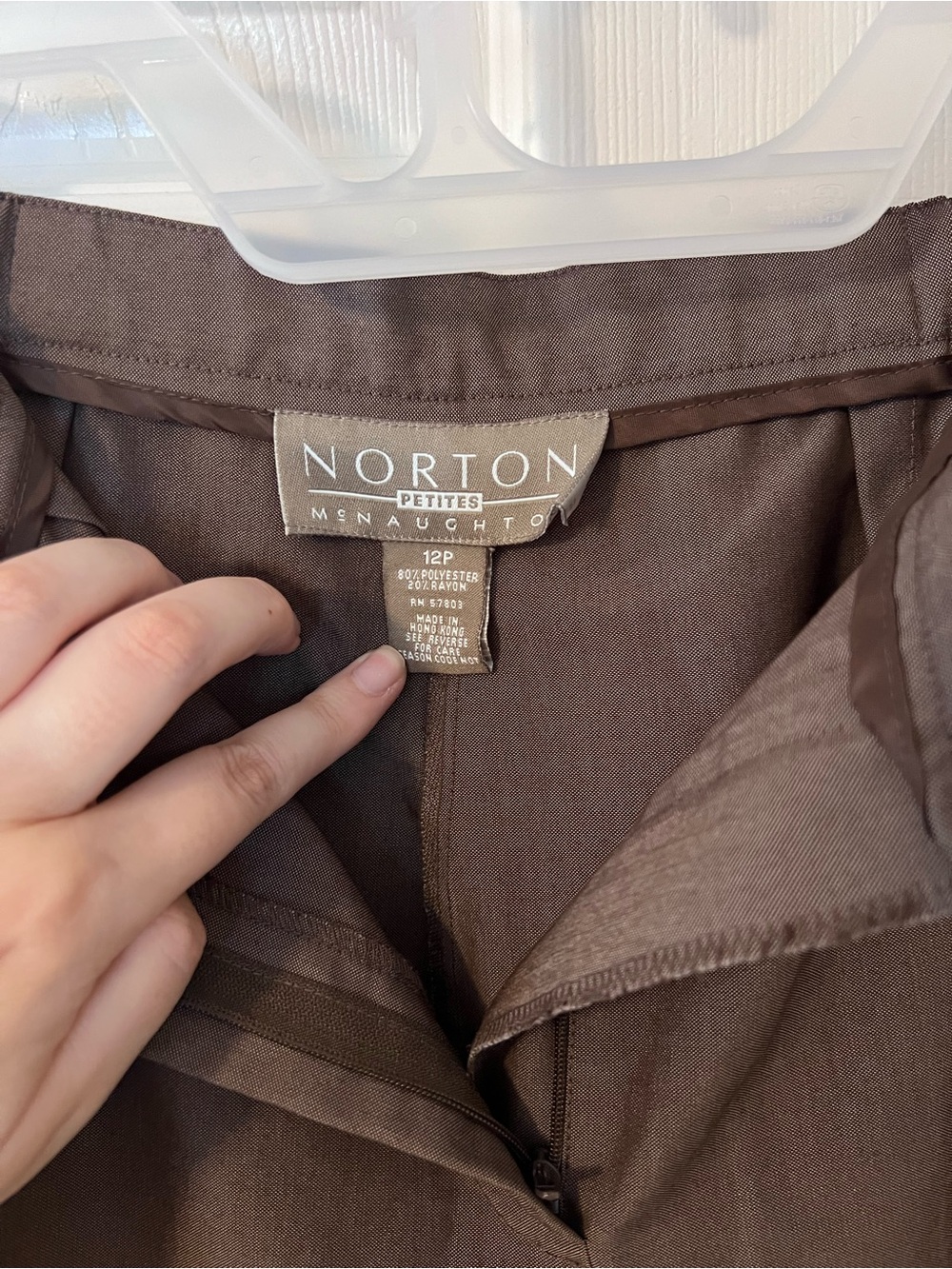 Vintage Norton McNaughton Petites Brown Dress Pants Size 12P Poly Rayon Trousers - Picture 3 of 6